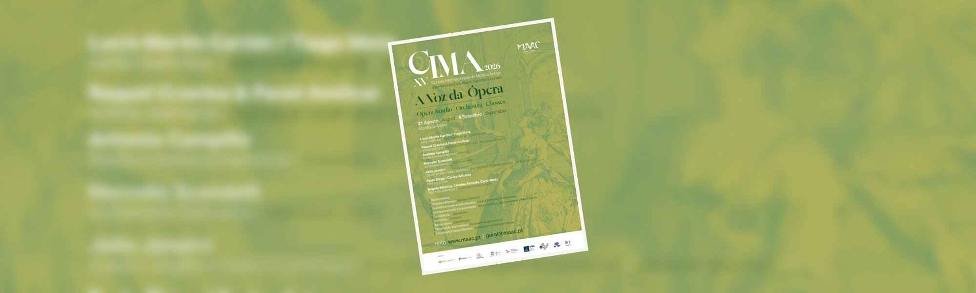 XVI CIMA — Cursos Internacionais de Música Antiga 2026